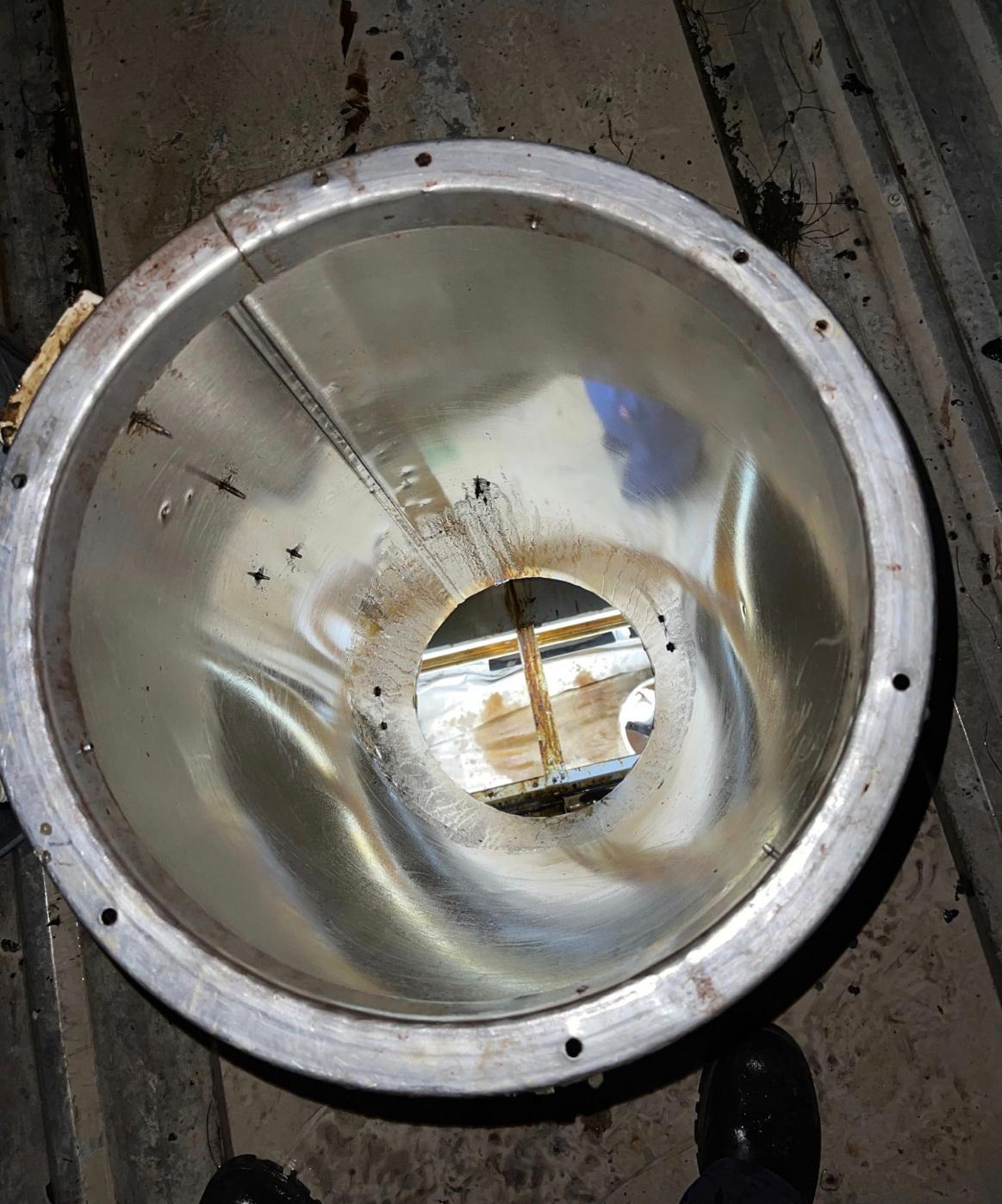 Vertical duct riser viewed from the roof after cleaning